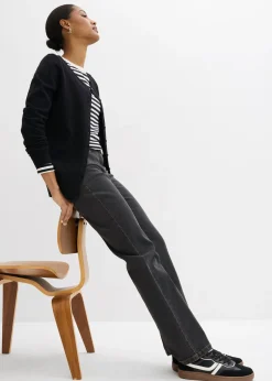Vaqueros straight, mid waist, elásticos