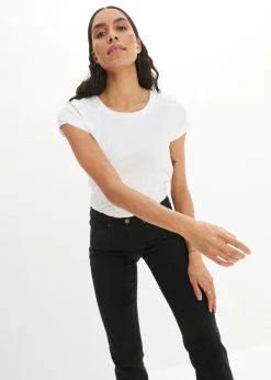 Vaqueros straight, mid waist, elásticos