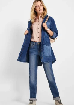 Vaqueros straight, mid waist, elásticos
