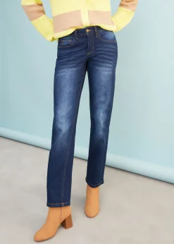 Vaqueros straight, mid waist, elásticos