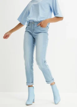 Vaqueros straight, mid waist, elásticos