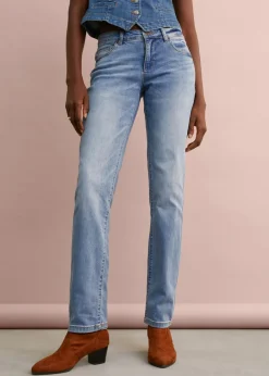 Vaqueros straight, mid waist, elásticos