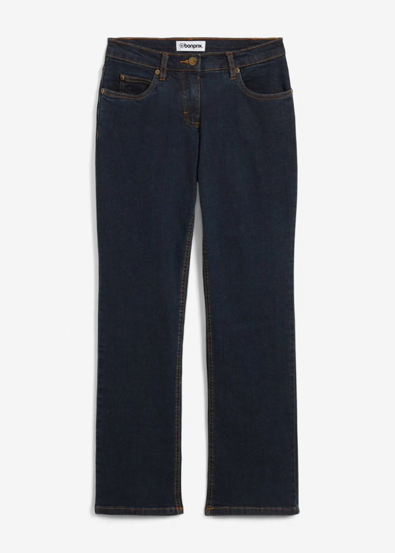 Vaqueros straight, mid waist, elásticos