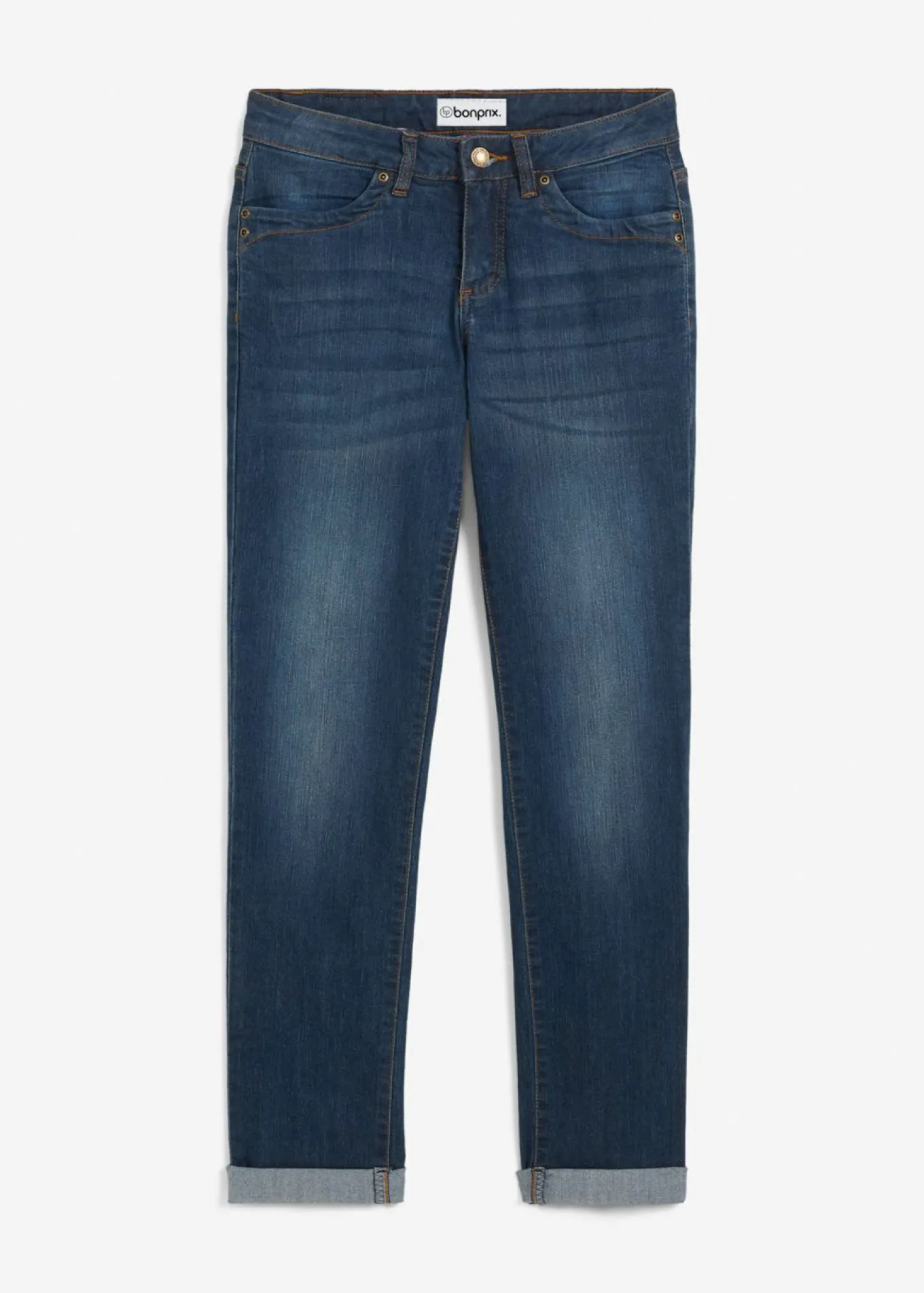 Vaqueros straight, mid waist, elásticos