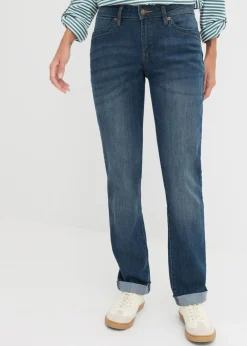 Vaqueros straight, mid waist, elásticos