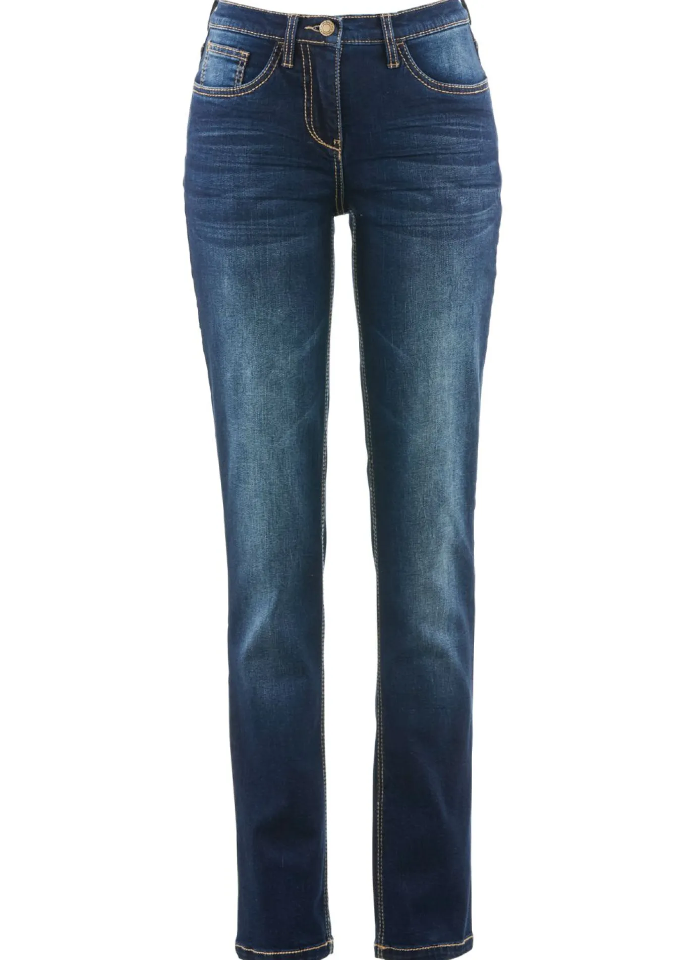 Vaqueros straight, mid waist, elásticos