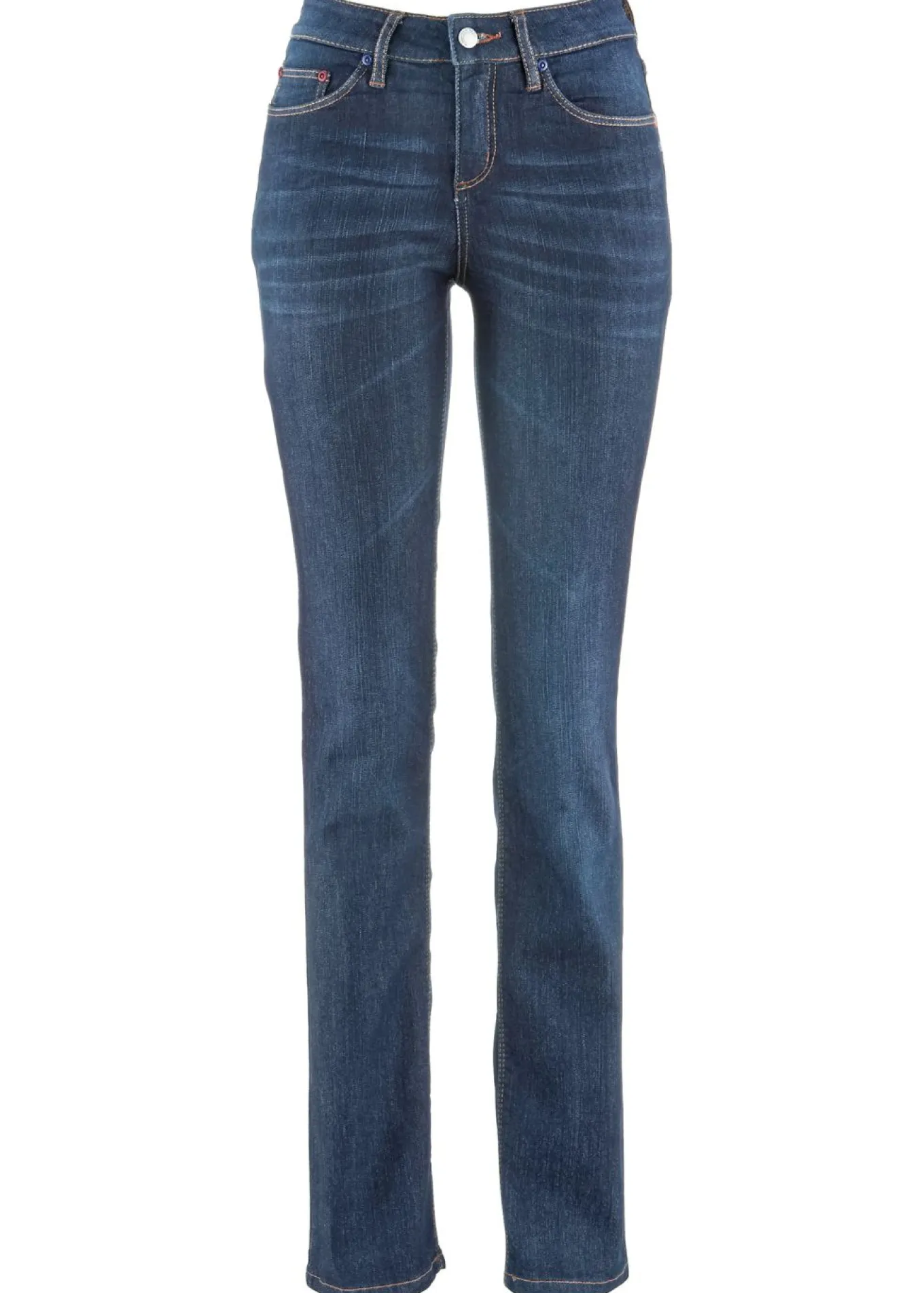 Vaqueros straight, mid waist, elásticos