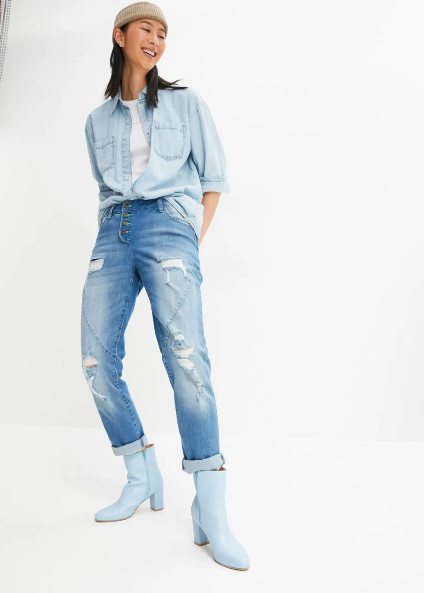 Vaqueros tipo boyfriend, mid waist