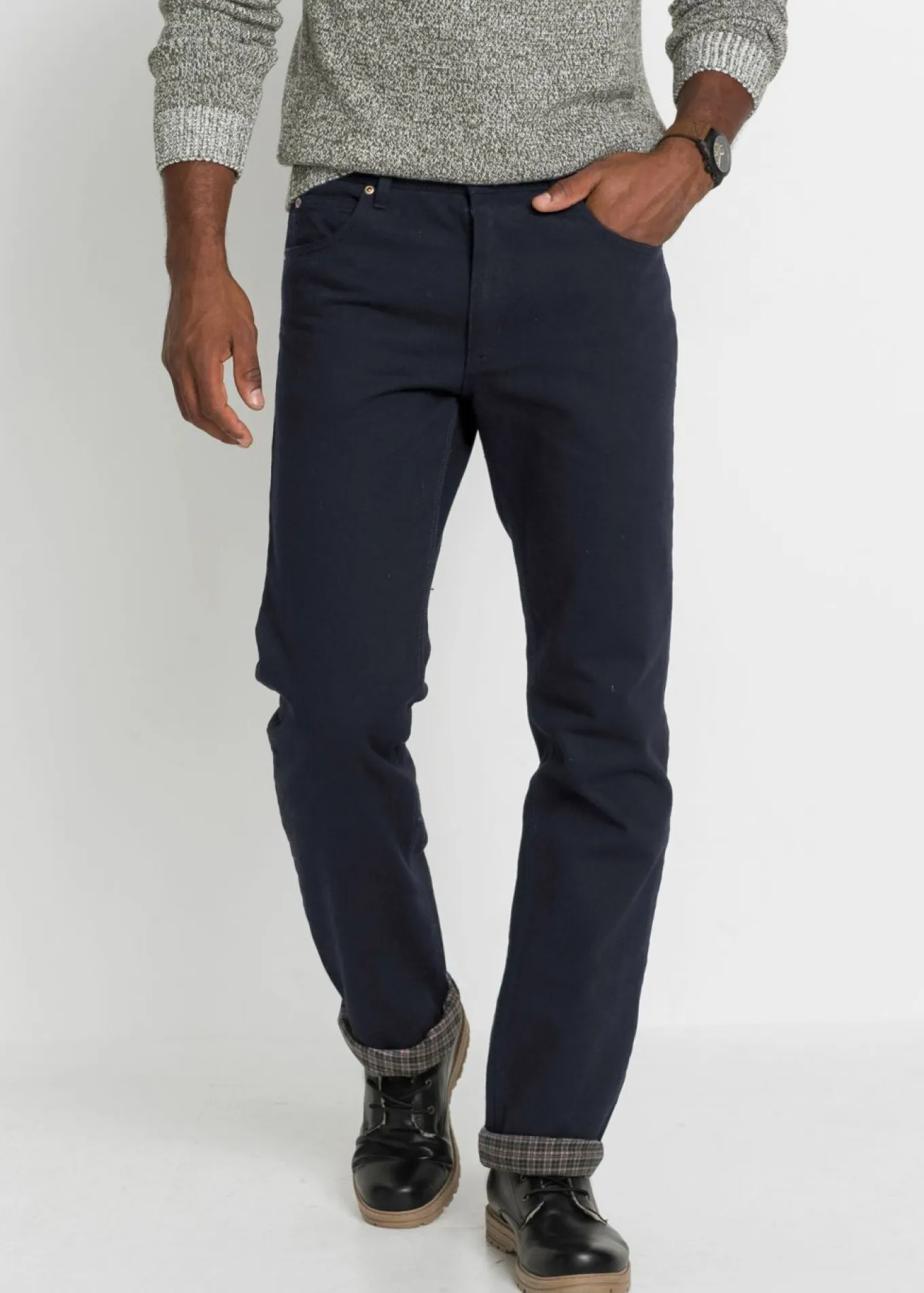 Vaqueros térmicos classic fit, con forro suave de franela, straight
