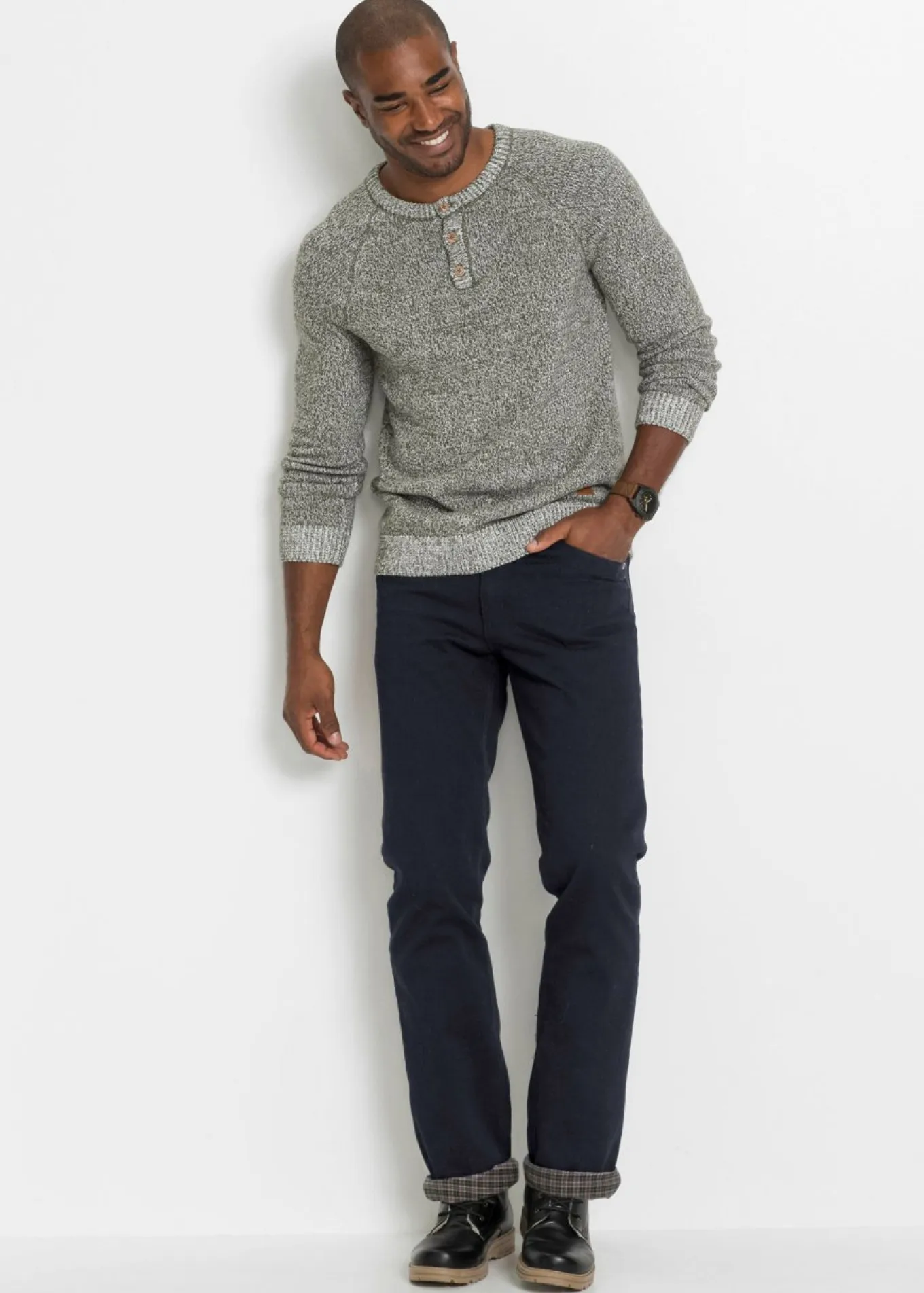 Vaqueros térmicos classic fit, con forro suave de franela, straight