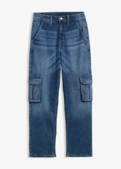 Vaqueros térmicos tipo cargo loose fit, con forro de punto y corte tapered
