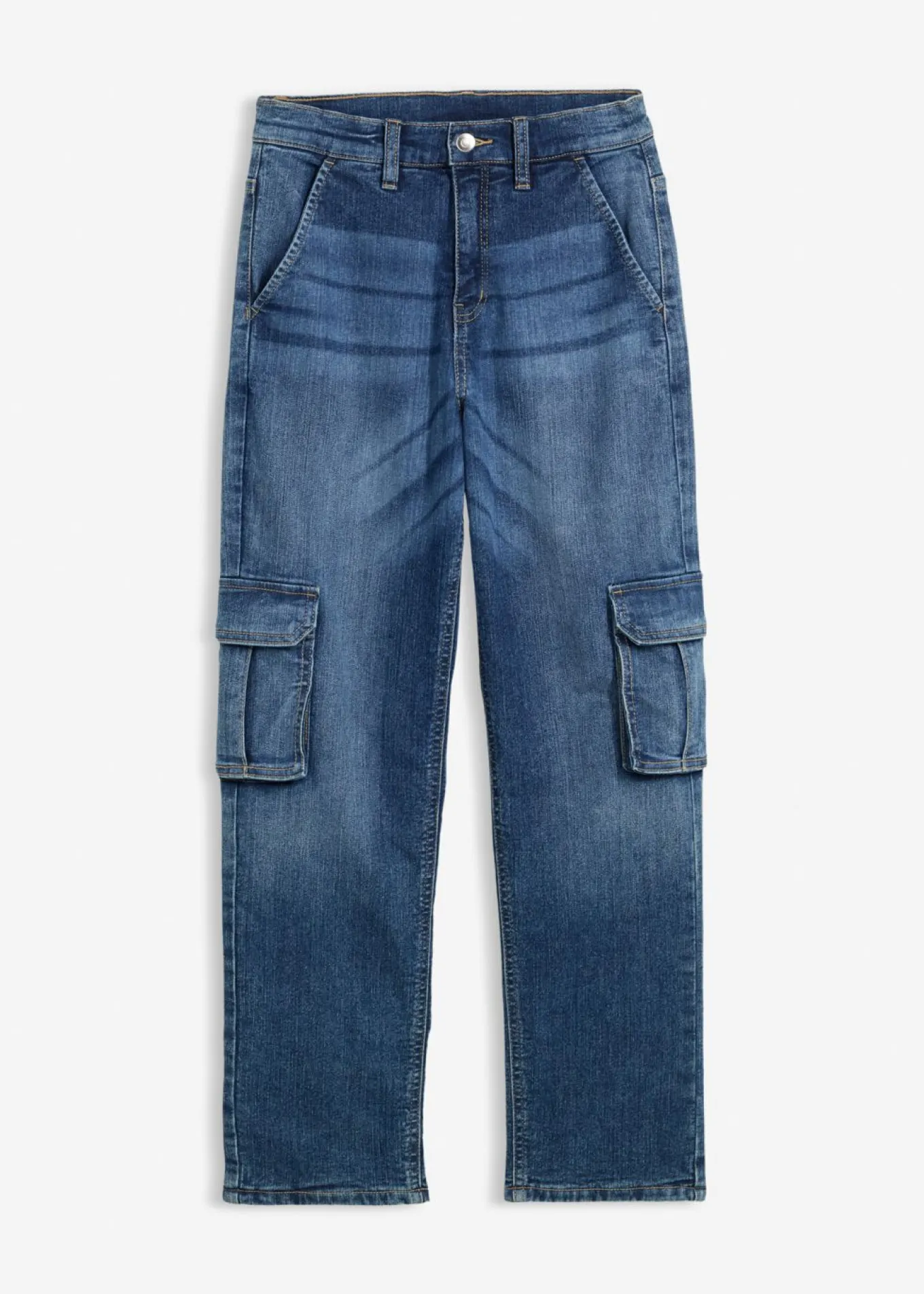 Vaqueros térmicos tipo cargo loose fit, con forro de punto y corte tapered
