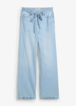 Vaqueros wide leg, mid waist, con cinturón