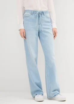 Vaqueros wide leg, mid waist, con cinturón