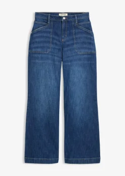 Vaqueros wide leg, mid waist, con bolsillos