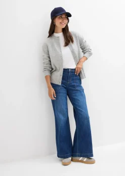 Vaqueros wide leg, mid waist, con bolsillos