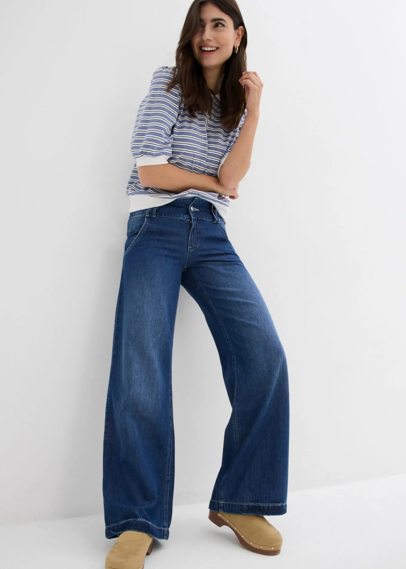 Vaqueros wide-leg, high waist, súper suaves