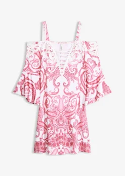 Vestido acampanado con escote bañera