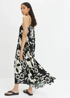 Vestido ancho de tirantes de viscosa fluida