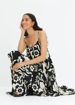 Vestido ancho de tirantes de viscosa fluida