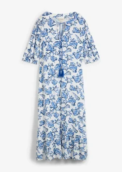 Vestido ancho de viscosa arrugada