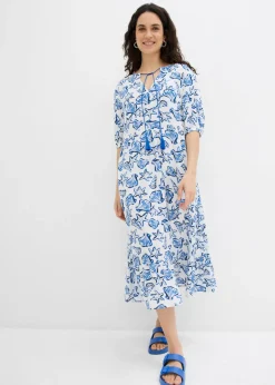 Vestido ancho de viscosa arrugada