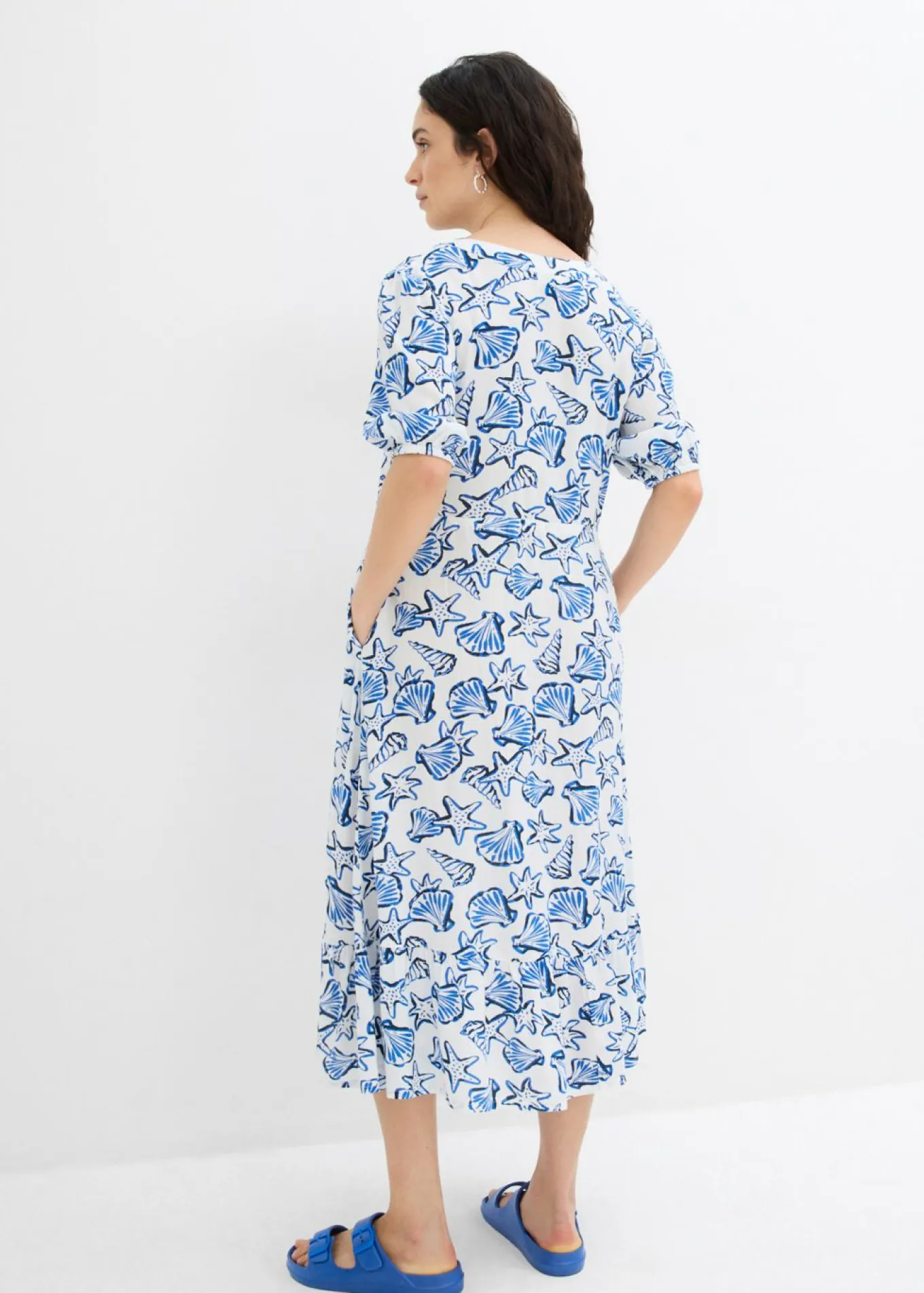 Vestido ancho de viscosa arrugada