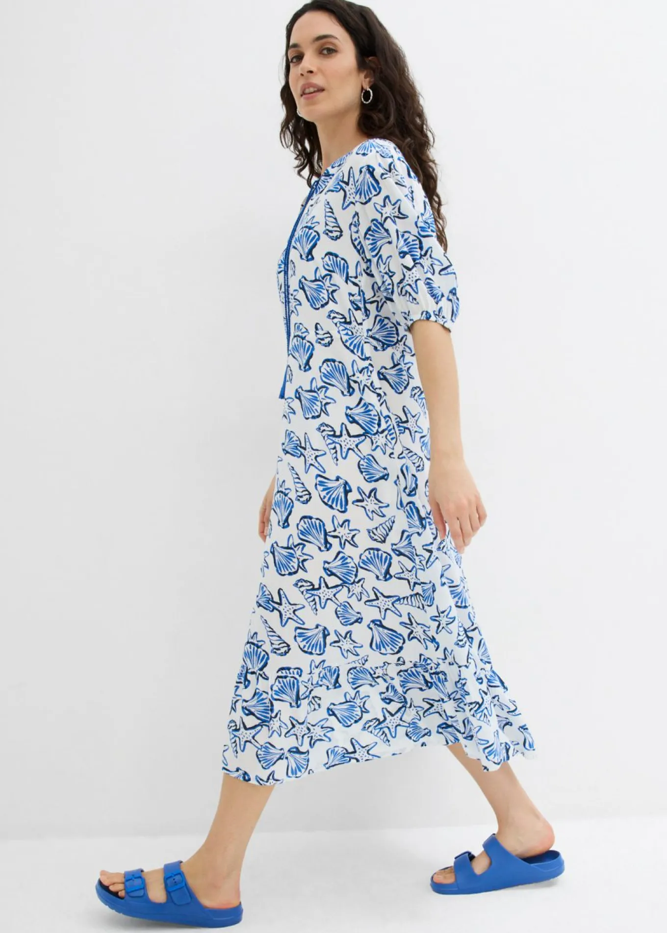 Vestido ancho de viscosa arrugada