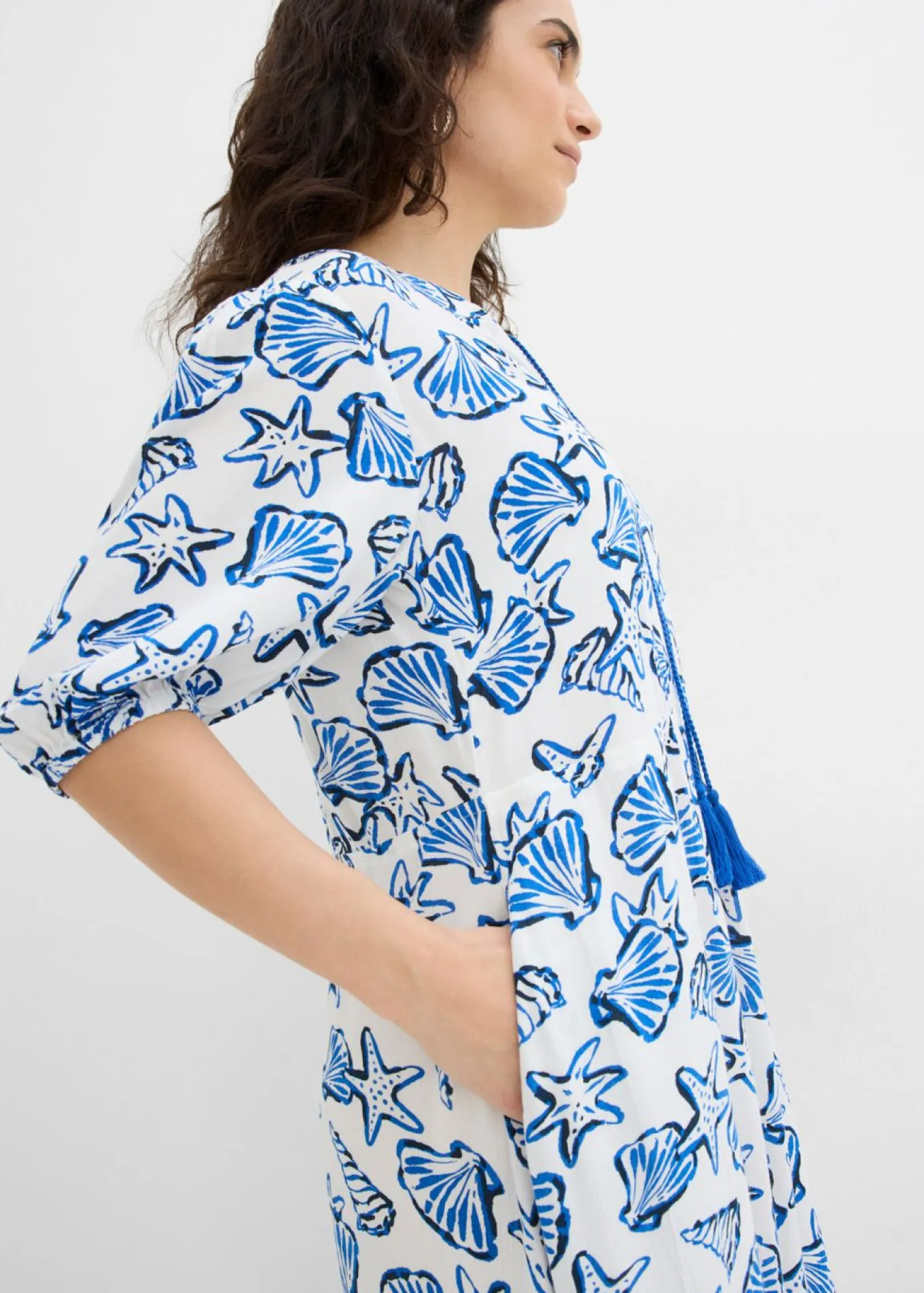 Vestido ancho de viscosa arrugada