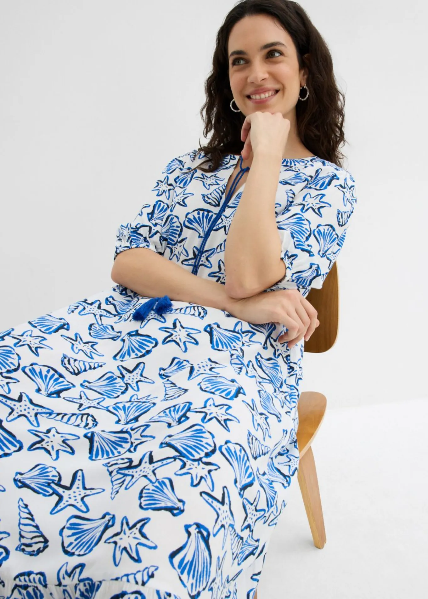 Vestido ancho de viscosa arrugada