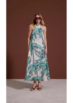 Vestido anudado al cuello con corte en A