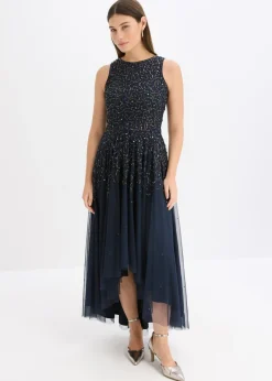 Vestido asimétrico con bordado de lentejuelas