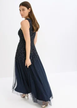 Vestido asimétrico con bordado de lentejuelas