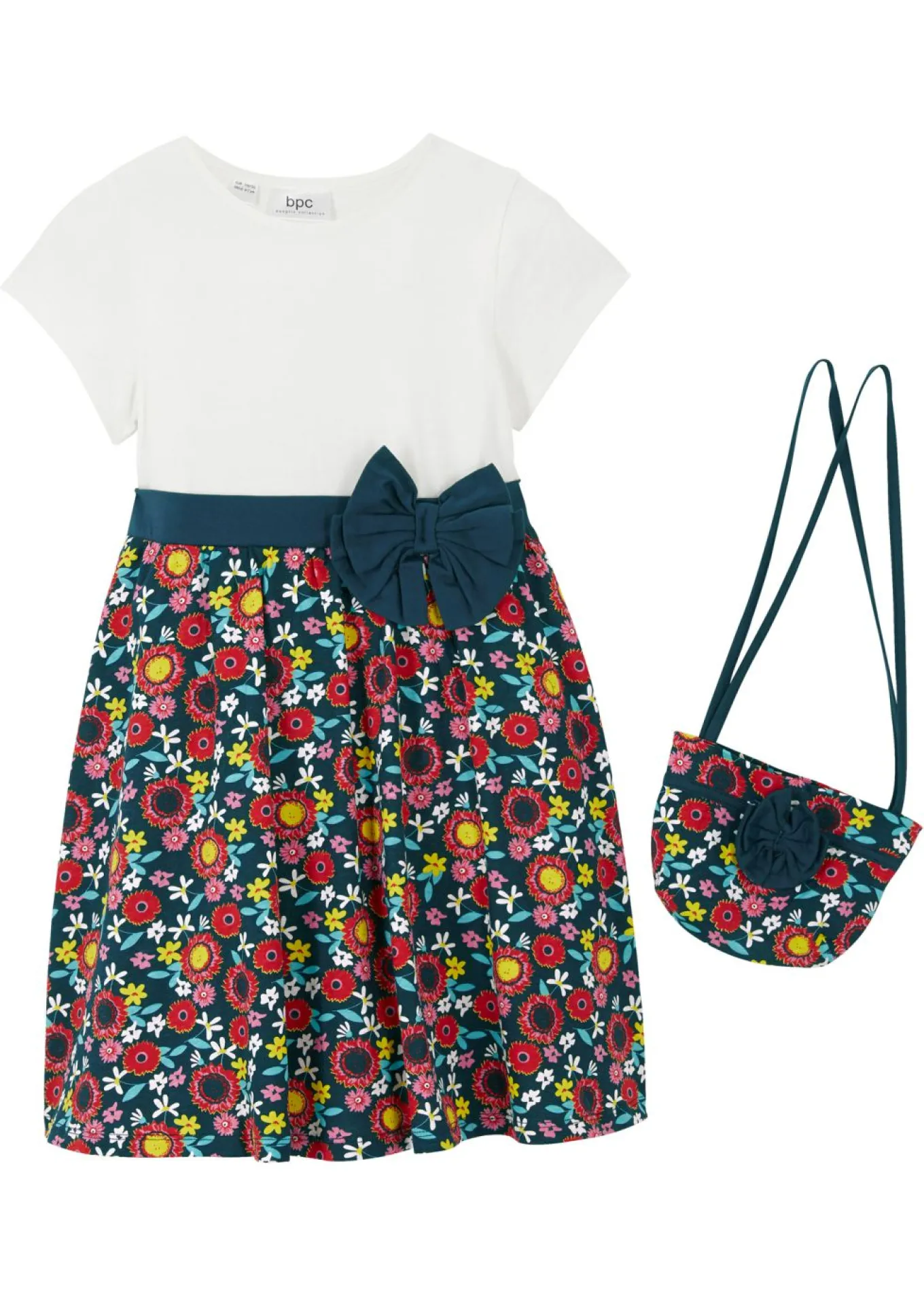 Vestido camisero + bolso (2 unidades) de algodón orgánico puro