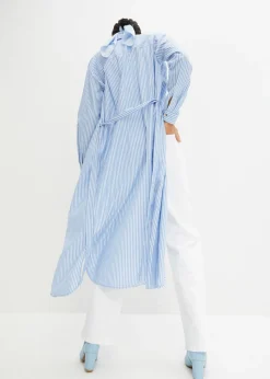 Vestido camisero a rayas con cordón