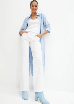 Vestido camisero a rayas con cordón