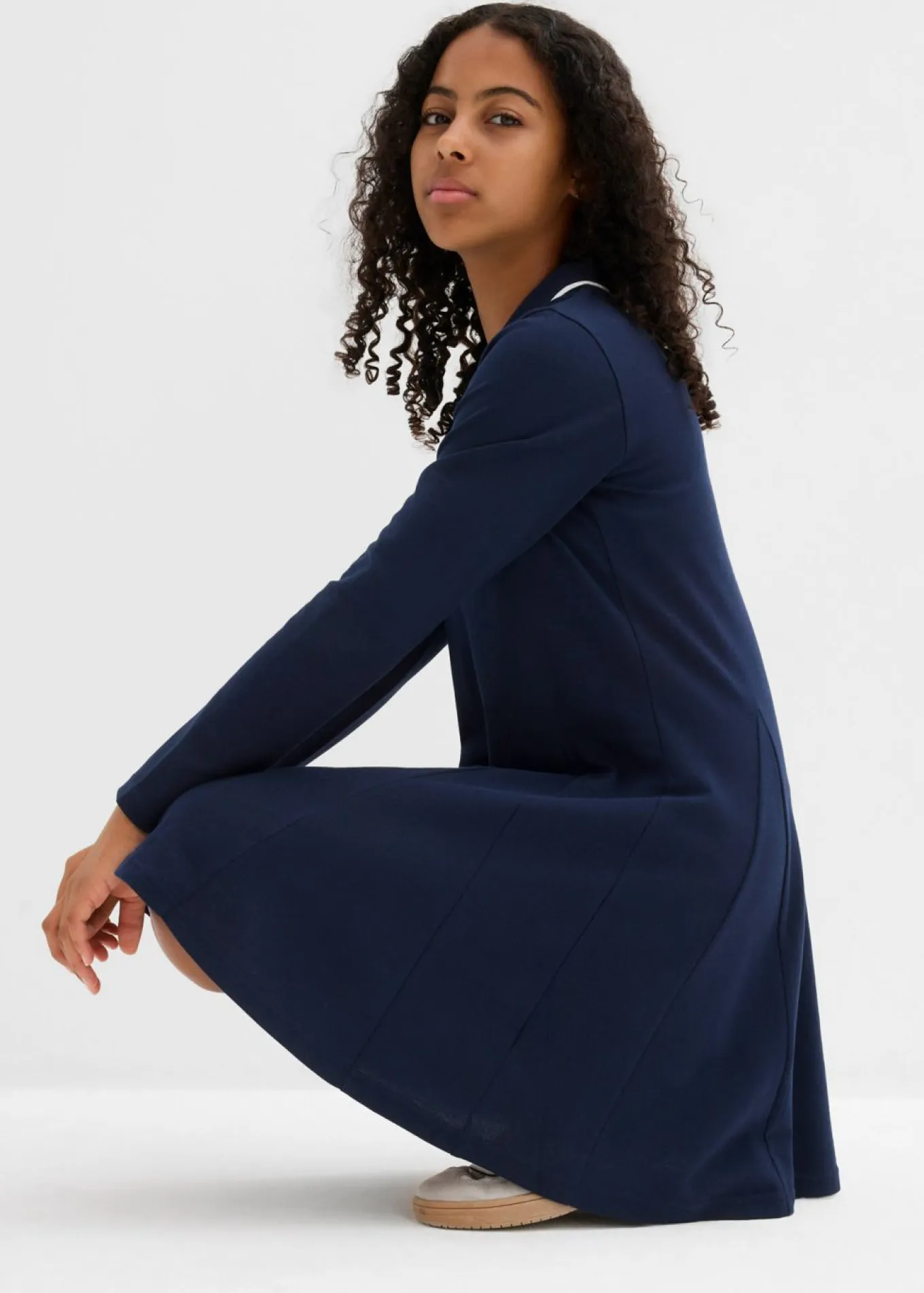 Vestido camisero acampanado de algodón orgánico puro