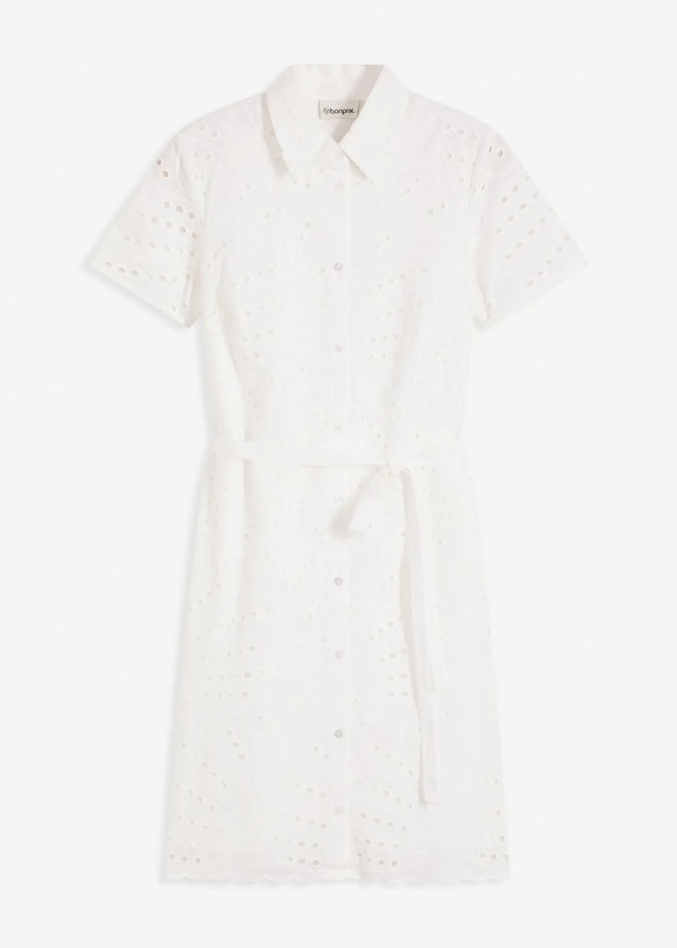 Vestido camisero con bordado calado