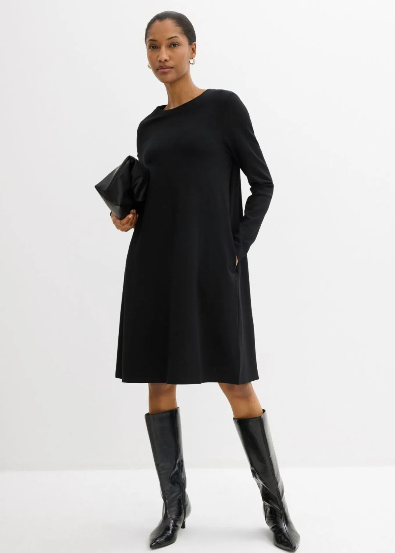 Vestido camisero con corte en A en mezcla de viscosa