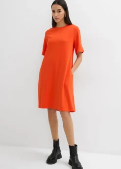 Vestido camisero con corte en A en mezcla de viscosa