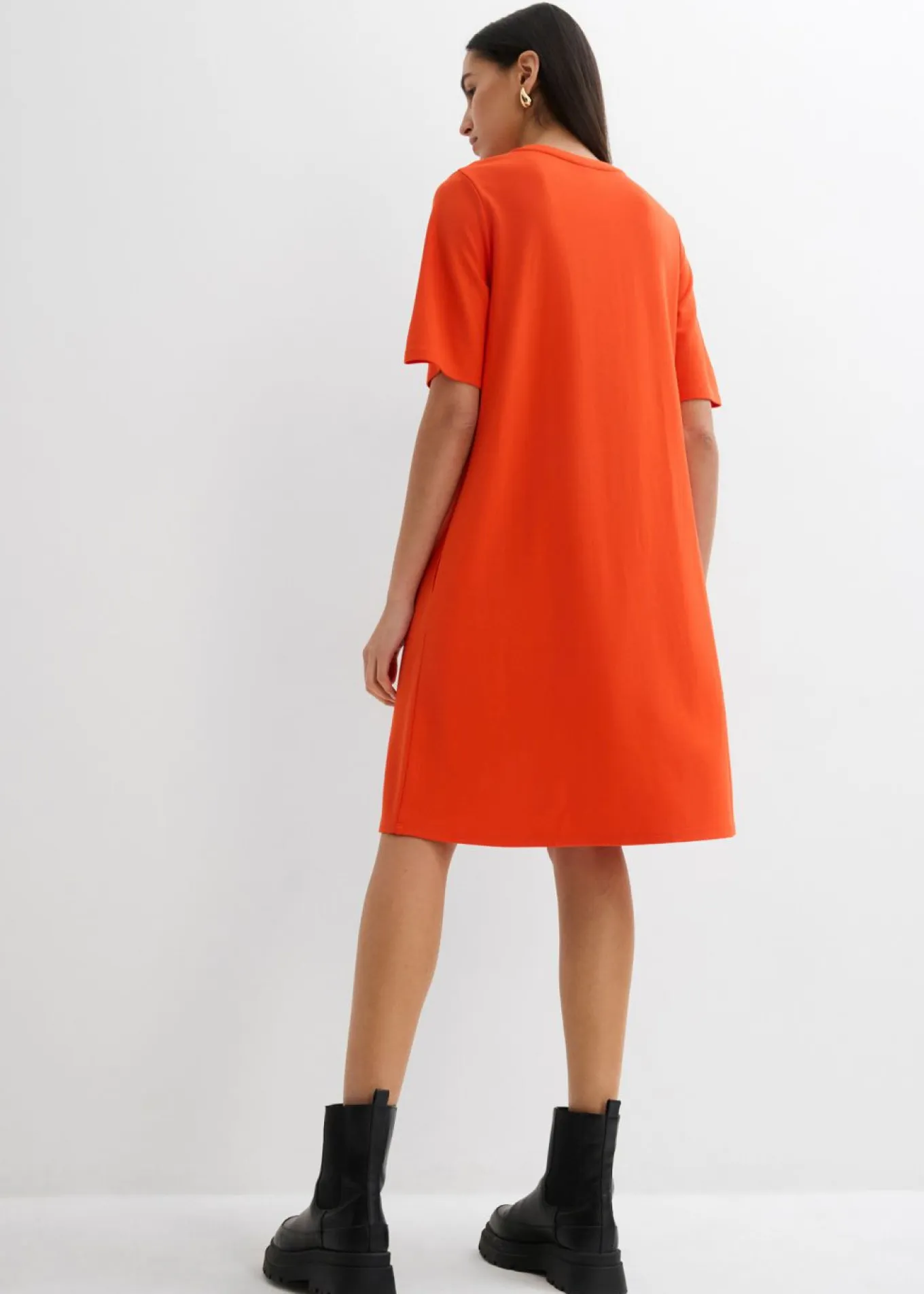 Vestido camisero con corte en A en mezcla de viscosa