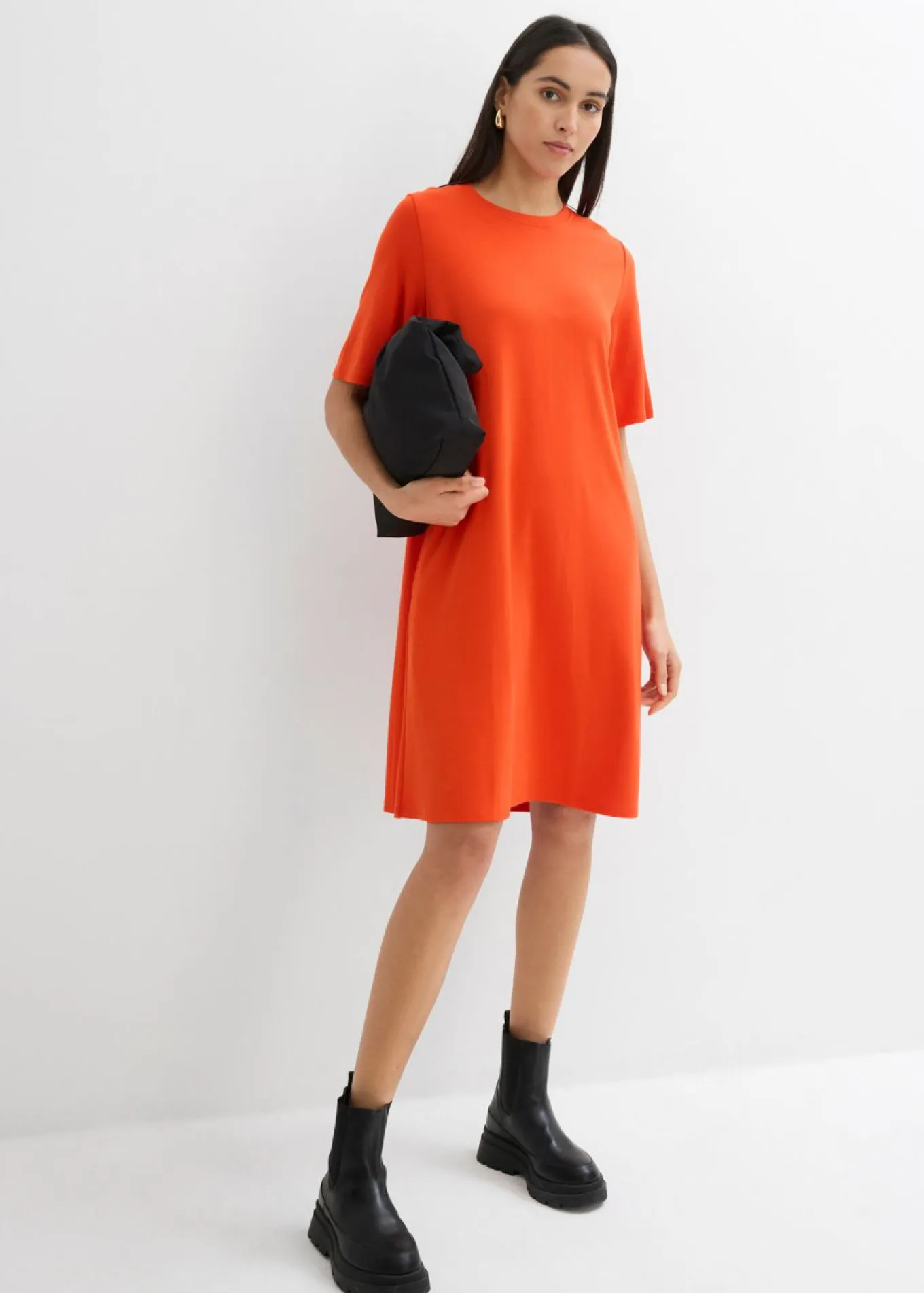 Vestido camisero con corte en A en mezcla de viscosa