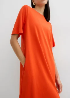 Vestido camisero con corte en A en mezcla de viscosa