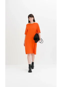 Vestido camisero con corte en A en mezcla de viscosa