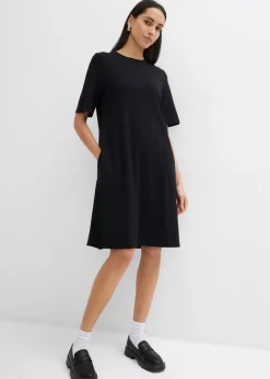 Vestido camisero con corte en A en mezcla de viscosa
