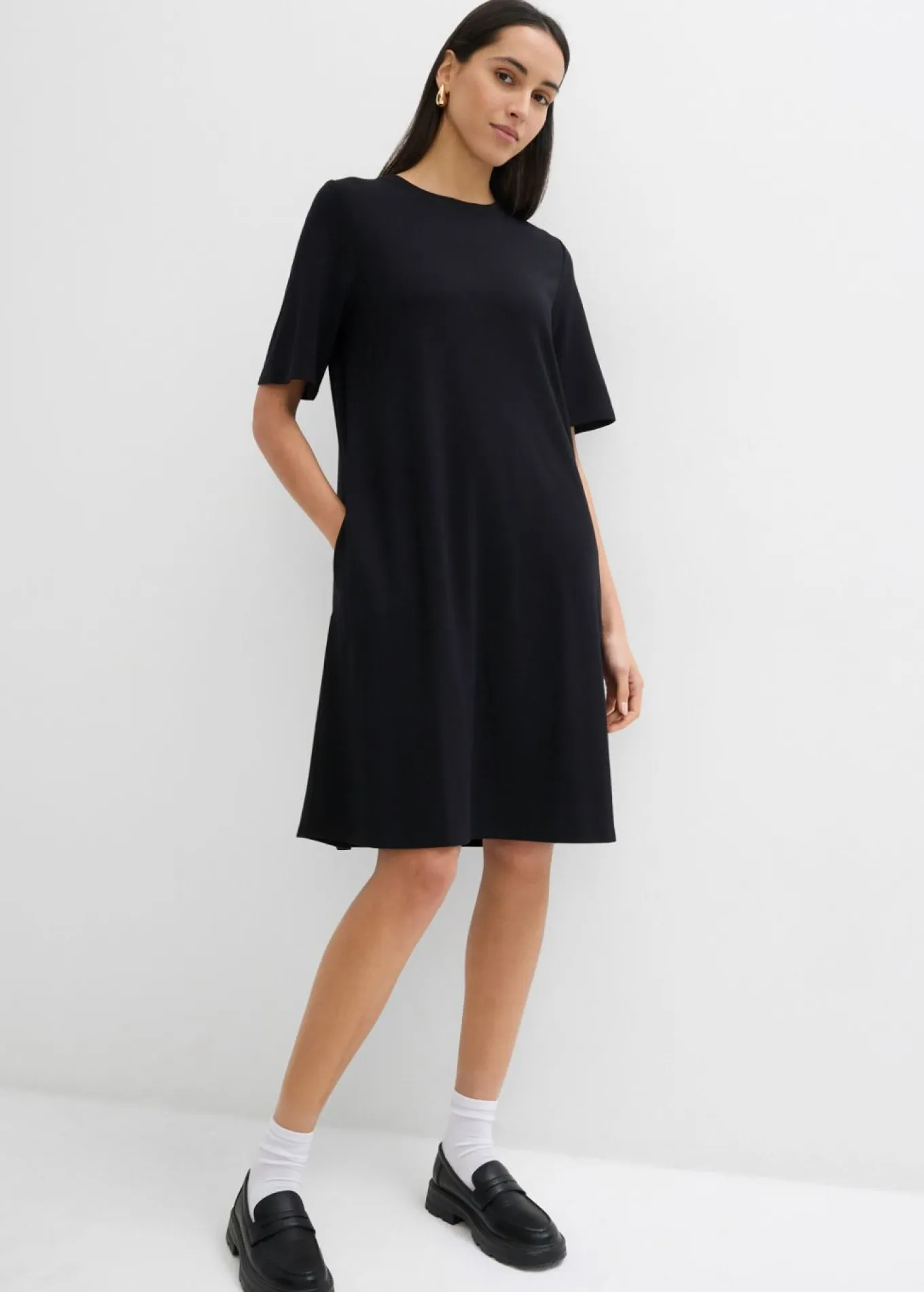 Vestido camisero con corte en A en mezcla de viscosa