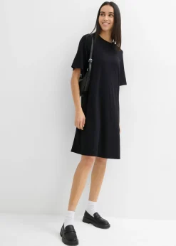 Vestido camisero con corte en A en mezcla de viscosa