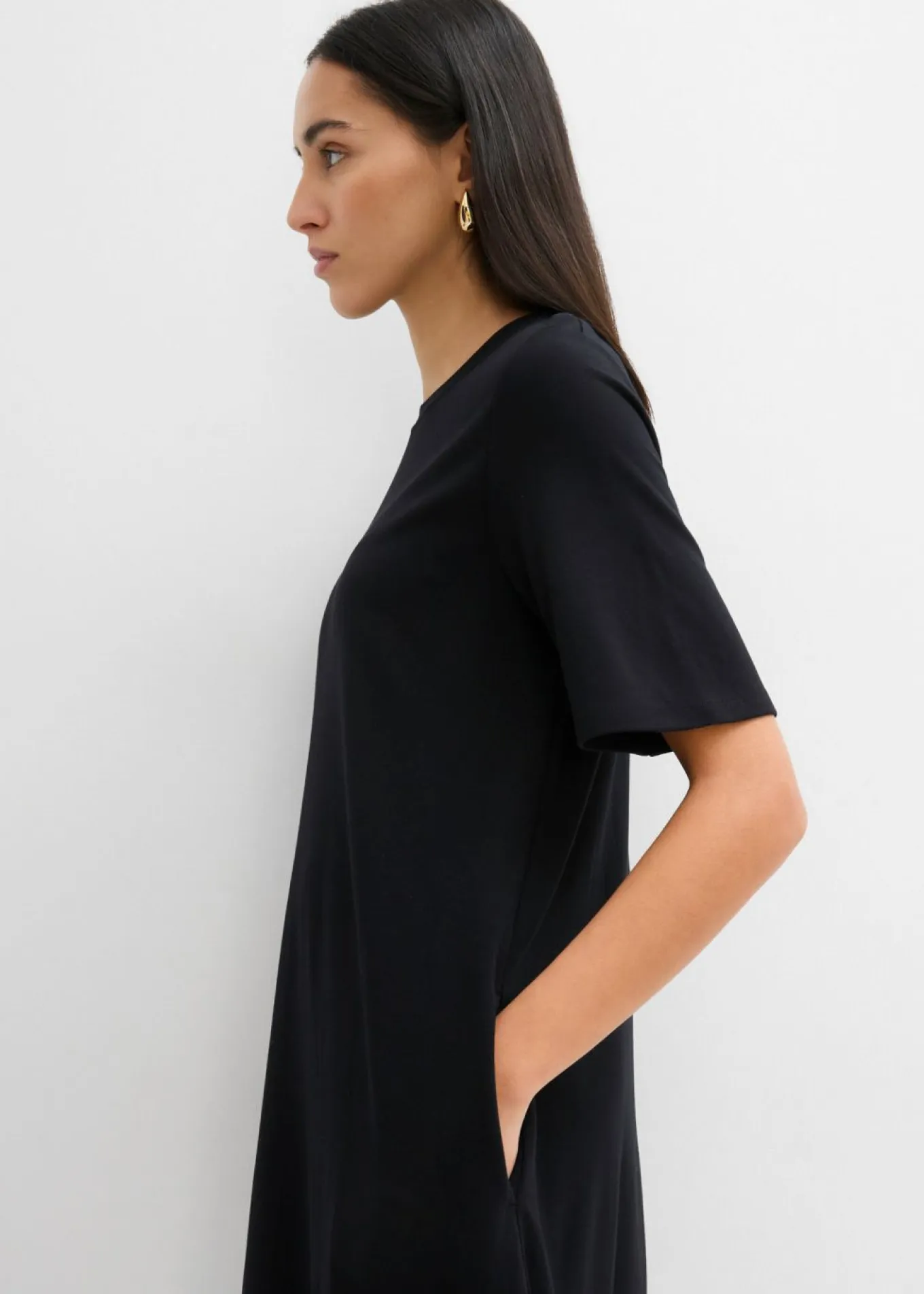 Vestido camisero con corte en A en mezcla de viscosa