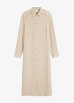 Vestido camisero con encaje en escalera