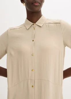 Vestido camisero con encaje en escalera